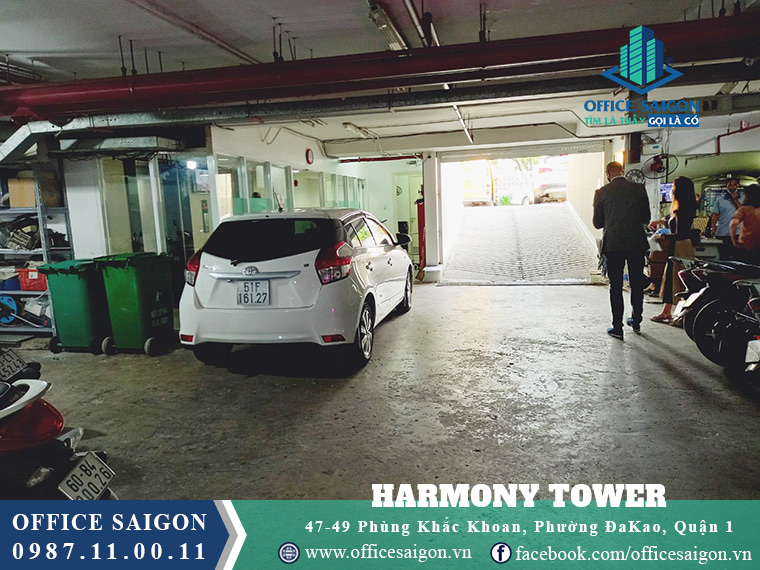 Diện tích hầm giữ xe rộng lớn của toà nhà Harmony Tower quận 1