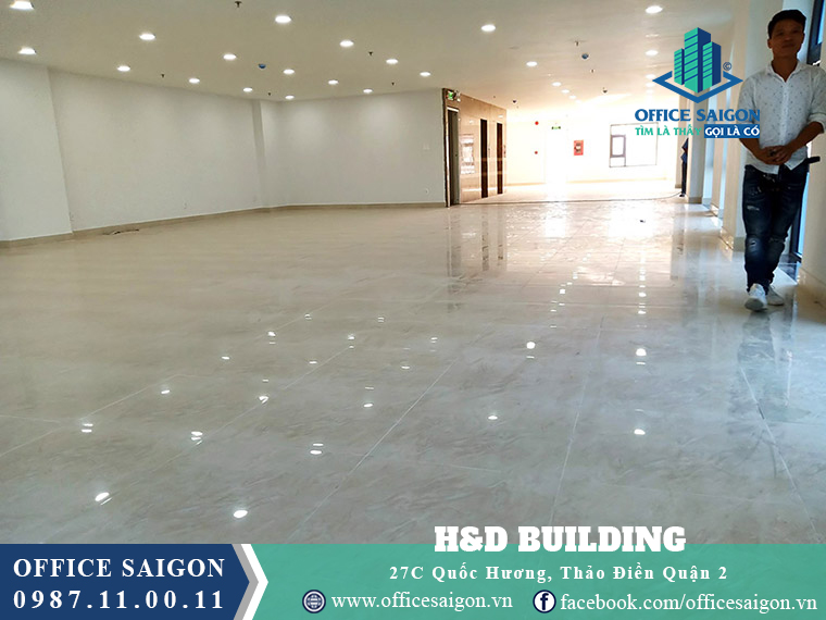 Mặt bằng 261m2 trống tại tầng 2 văn phòng cho thuê H&D building quận 2