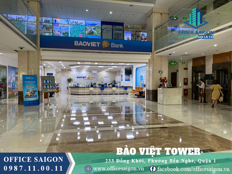 Sảnh tầng trệt văn phòng cho thuê Bảo Việt Tower Quận 1