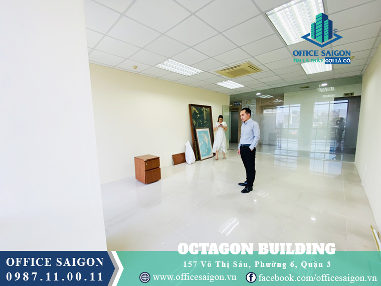 Mặt bằng thực tế 35m2 tại tầng 8 tòa nhà cho thuê Octagon Building quận 3