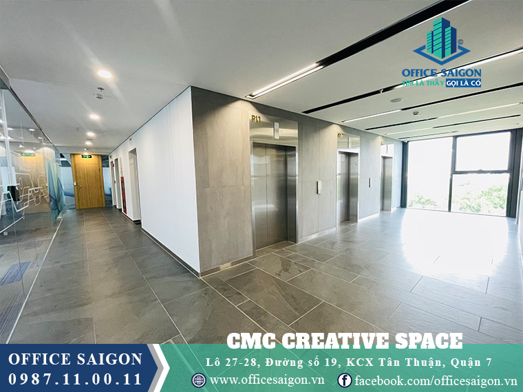 Hệ thống thang máy tốc độ cao tại văn phòng cho thuê toà nhà CMC Creative Space Quận 7