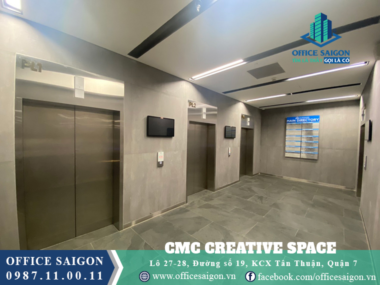 Thang máy tầng hầm tại văn phòng cho thuê toà nhà CMC Creative Space Quận 7