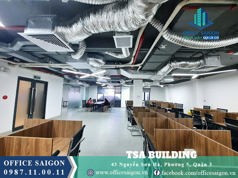 Mặt bằng có sàn nội thất tại văn phòng cho thuê toà nhà TSA NSH Building Quận 3