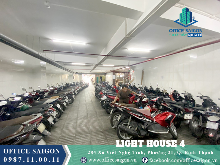 Hầm giữ xe tại văn phòng cho thuê Light House 4 Building Quận Bình Thạnh