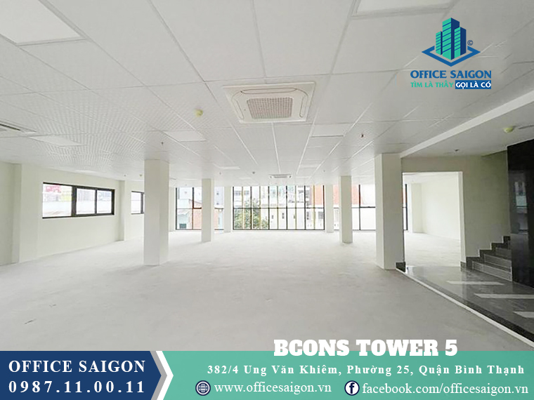 Diện tích trống tại toà nhà văn phòng cho thuê Bcons Tower 5 Quận Bình Thạnh