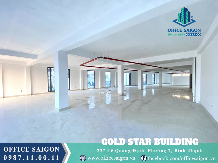 View sàn trống toà nhà văn phòng cho thuê Gold Star Quận Bình Thạnh