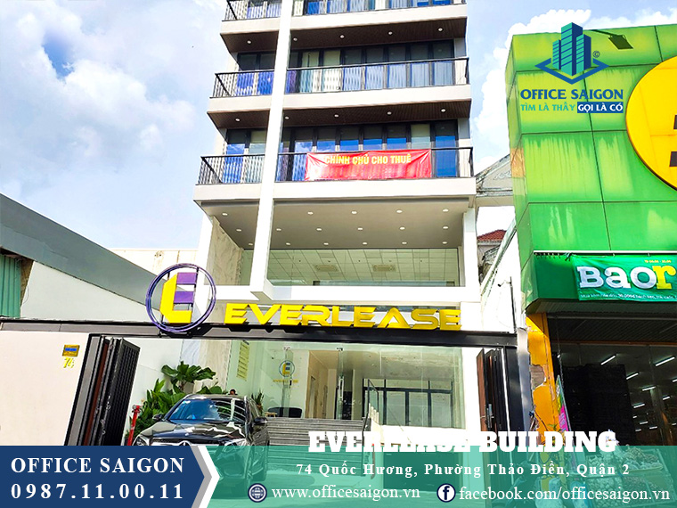 Phía trước toà nhà văn phòng cho thuê Everlease 2 building Quận 2