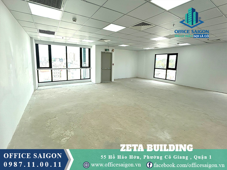 Sàn trống 200m2 tại Zeta Hồ Hảo Hớn văn phòng cho thuê quận 1