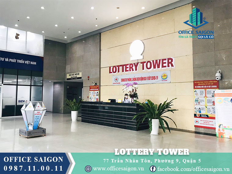 Lễ tân toà nhà văn phòng Lottery Tower Trần Nhân Tông