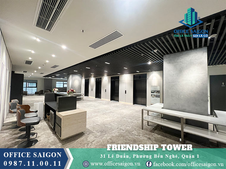 Sảnh lễ tân tại tòa nhà cho thuê văn phòng Friendship Tower Quận 1