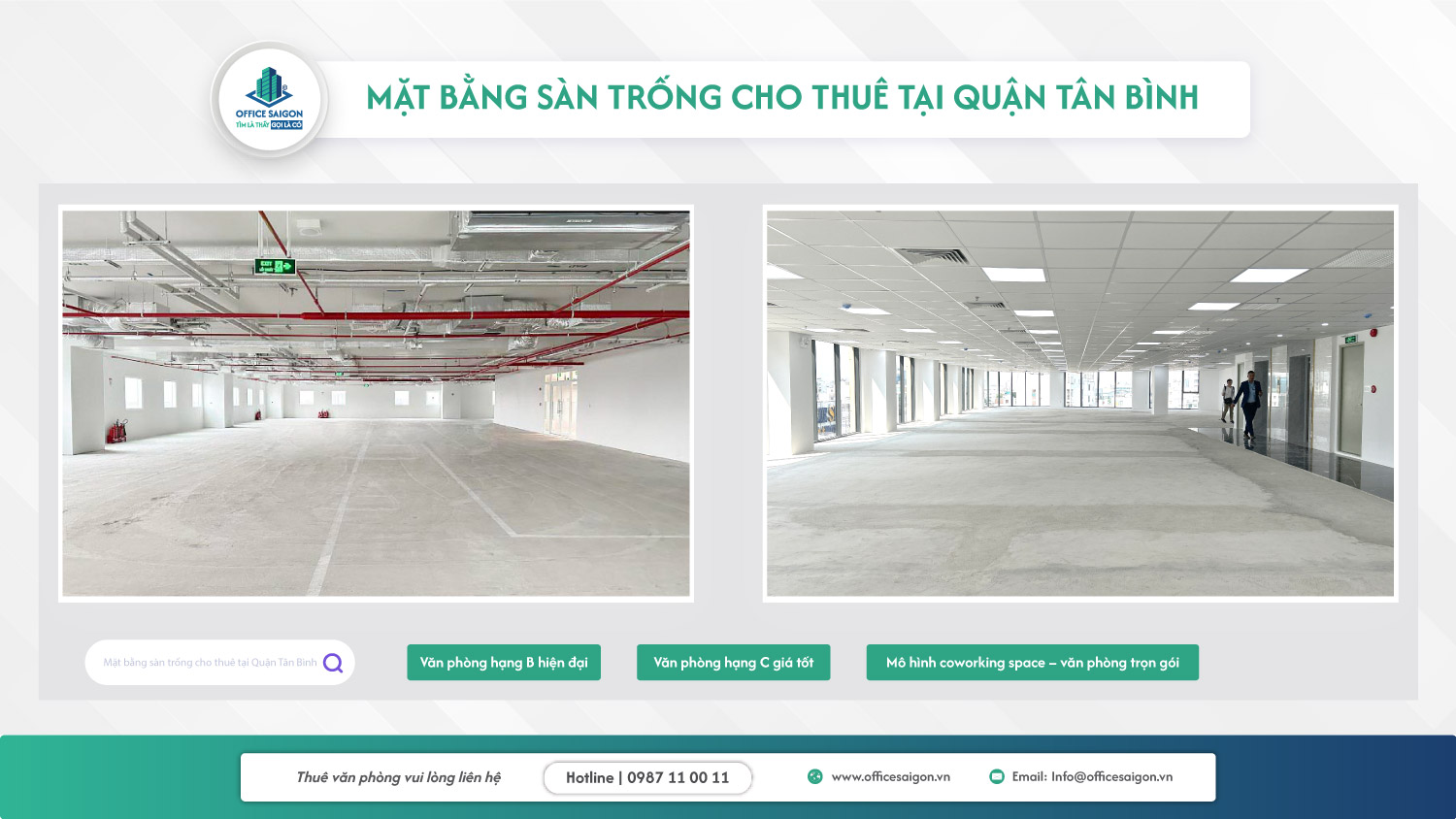 mặt bằng sàn trống văn phòng cho thuê quận Tân Bình