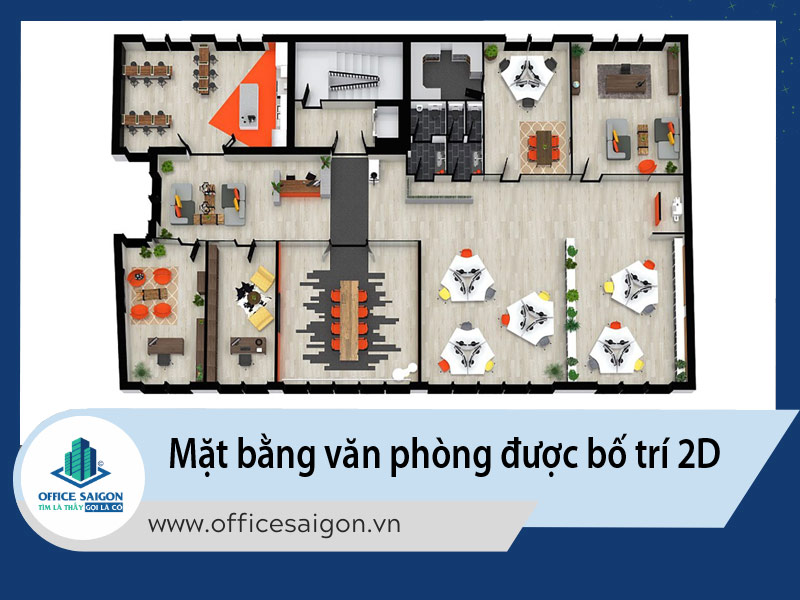 Mặt bằng văn phòng được bố trí 2D mẫu